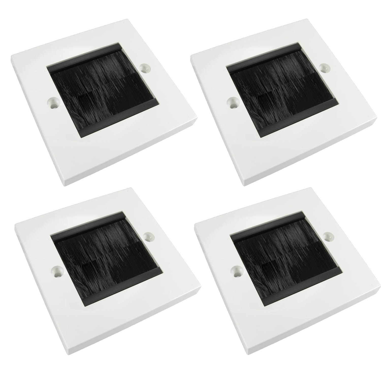 Single White Gang Brush Wall Socket Cable Tidy Entry Plate Hide