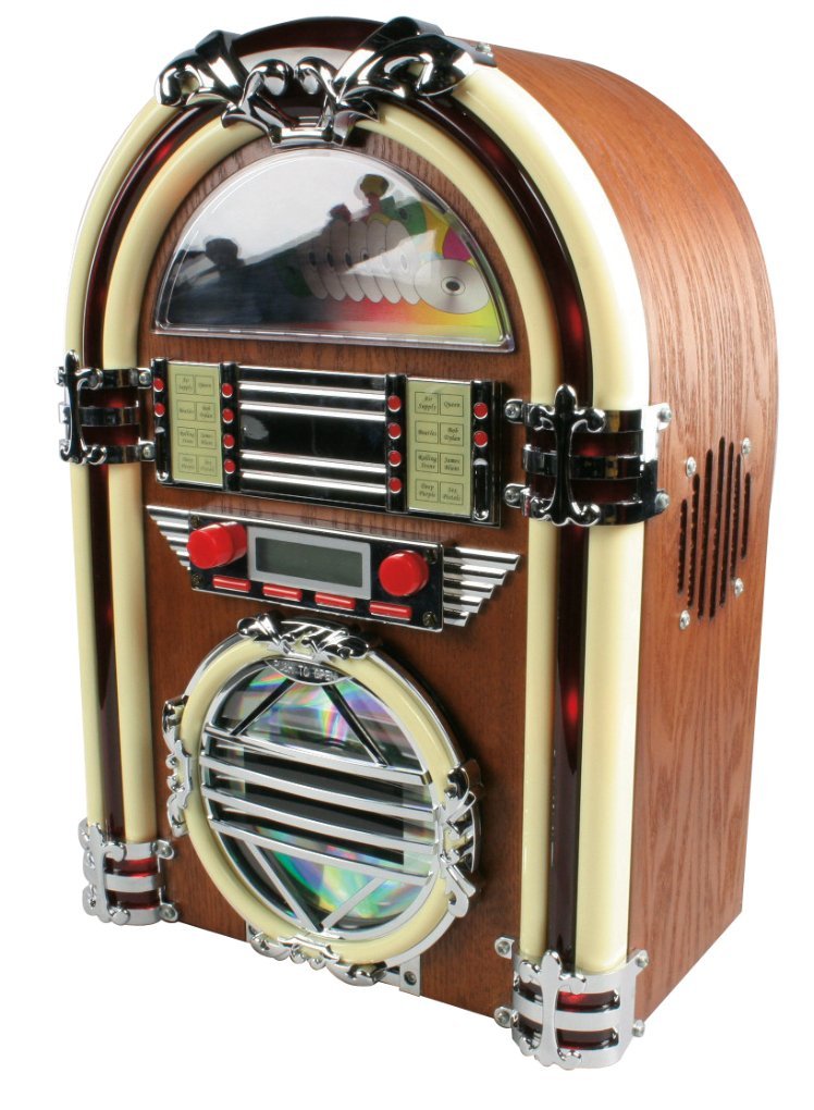 Retro Table Top Jukebox AM FM radio With CD Player Mini Jukebox Speaker