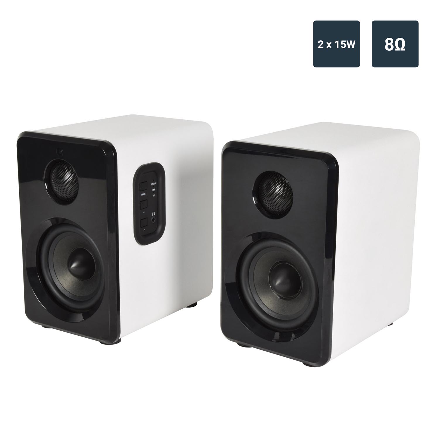 Active Wireless Bluetooth Bookshelf Speakers Pair AUX/USB/SD + Remote