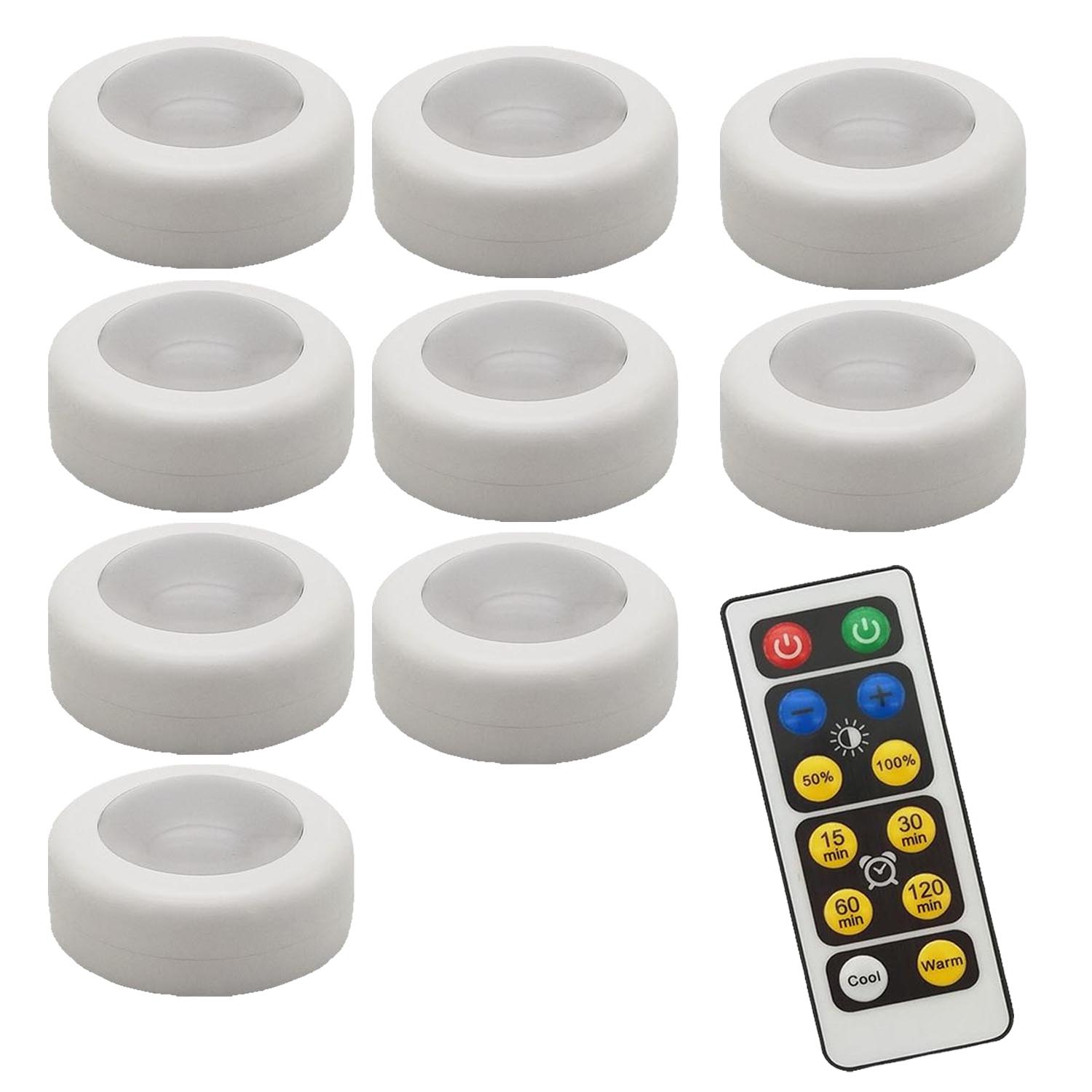 Wireless LED Dimmable Night Cabinet Wall Light Warm Cool White Remote Control 